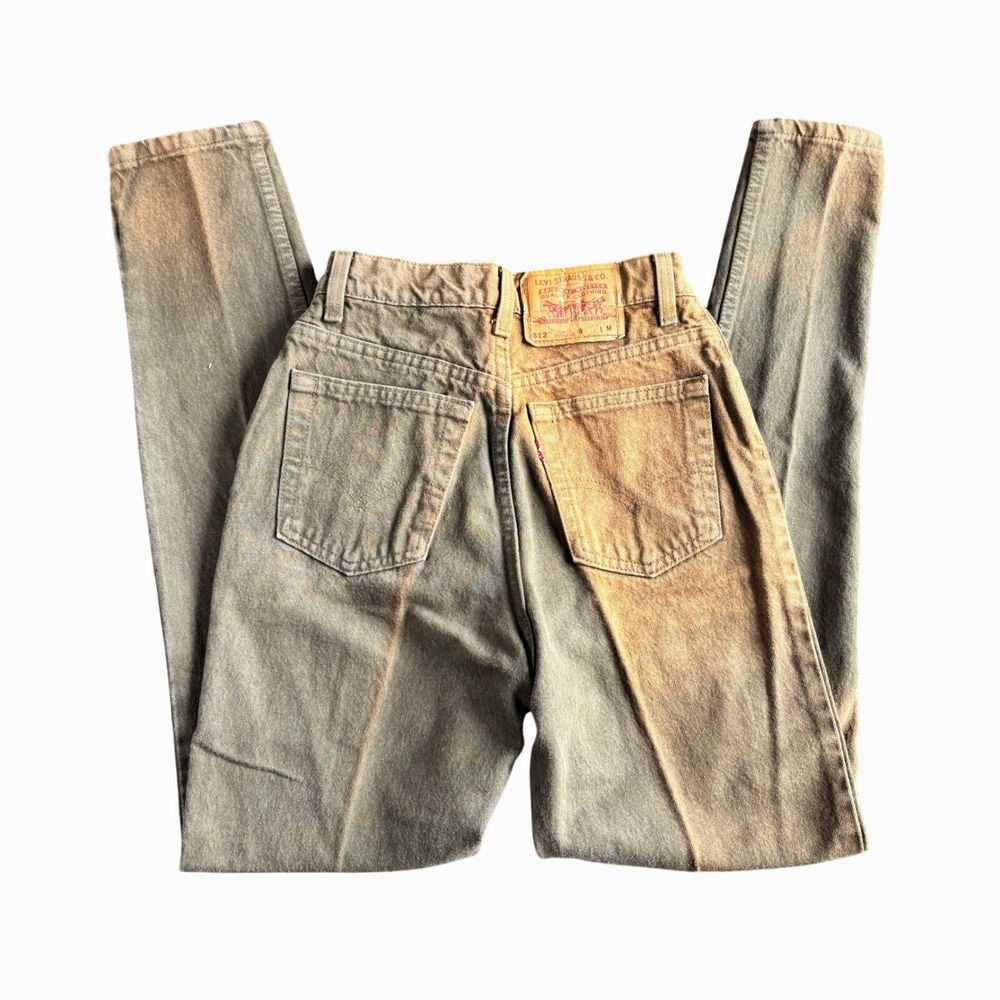 Vtg RARE Levis 512 Slim Fit Tapered Leg Jeans High Waisted Sun Faded Olive 5 Med